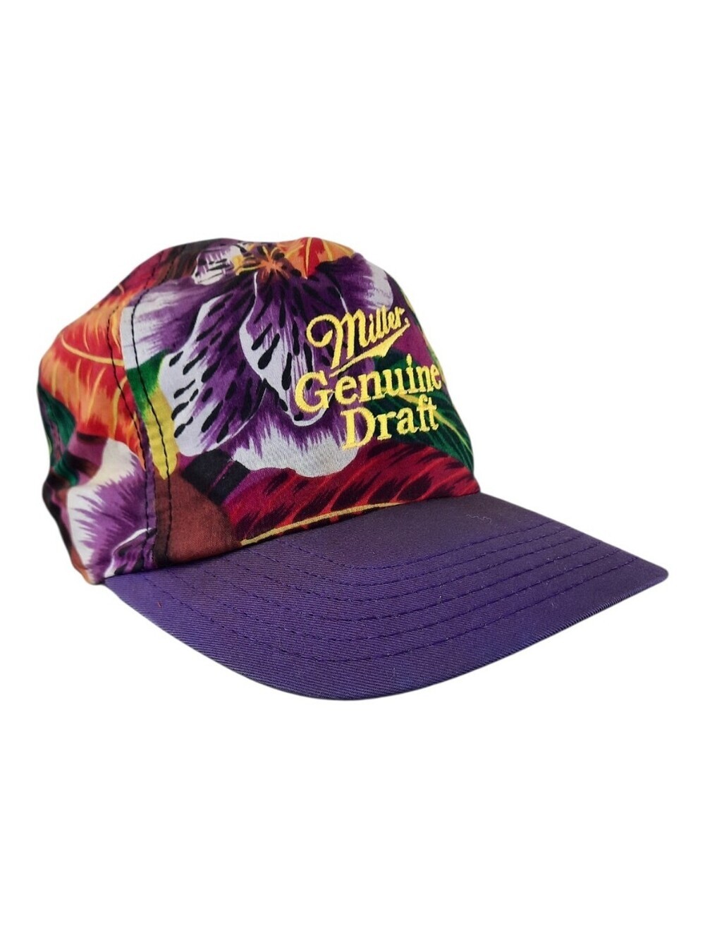 Vintage 80/90s Miller Genuine Draft Tropical Hawaiian Snapback Beer Promo Hat OS